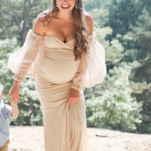 Maternity dress in color Camel. Size XXS - Picture 1 of 4